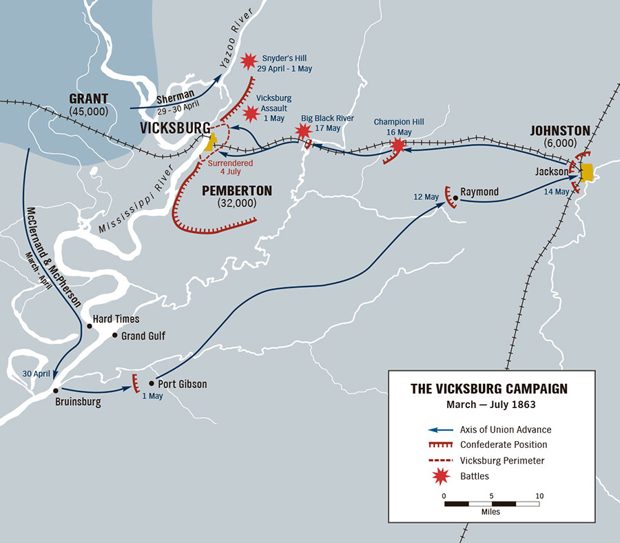 Map of Vicksburg Campaign by Karen Carr
