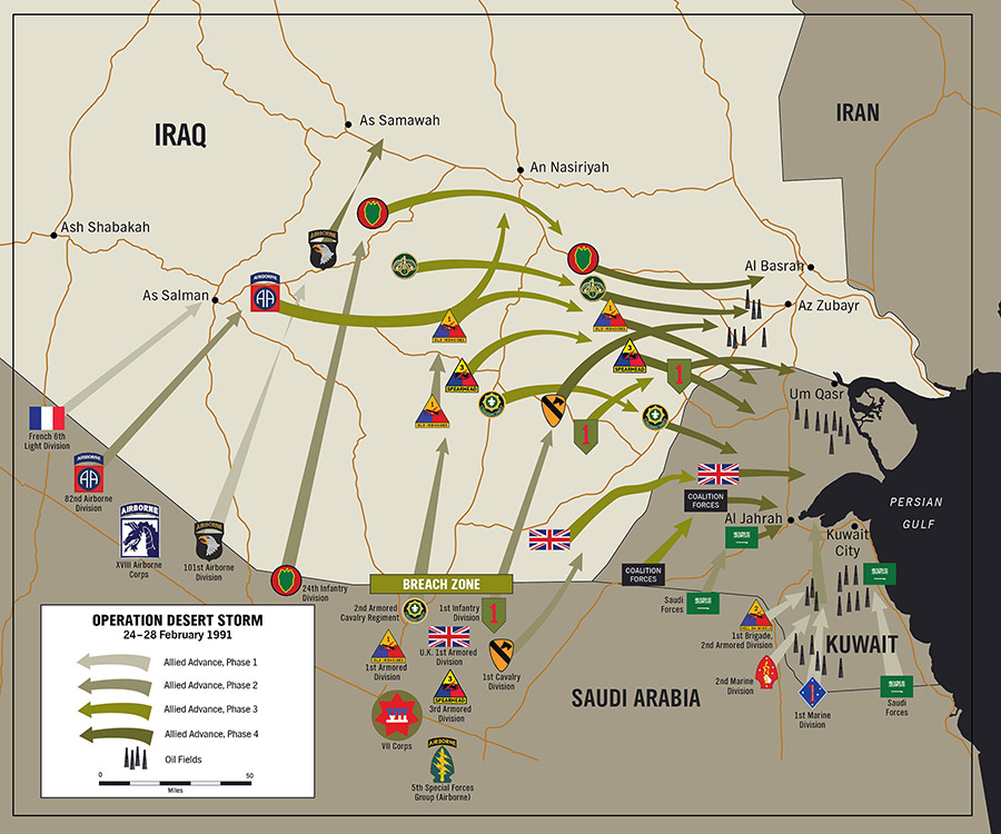 Map of Operation Desert Storm by Karen Carr, for The National Museum of 