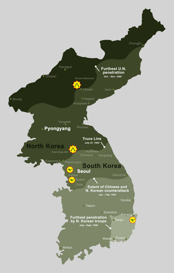 Korean Conflict battles map by Karen Carr