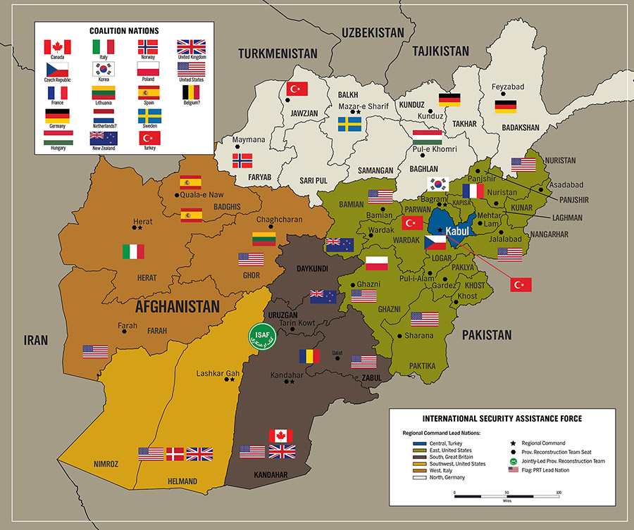Map of the Coalition Deployment in Afghanistan by Karen Carr