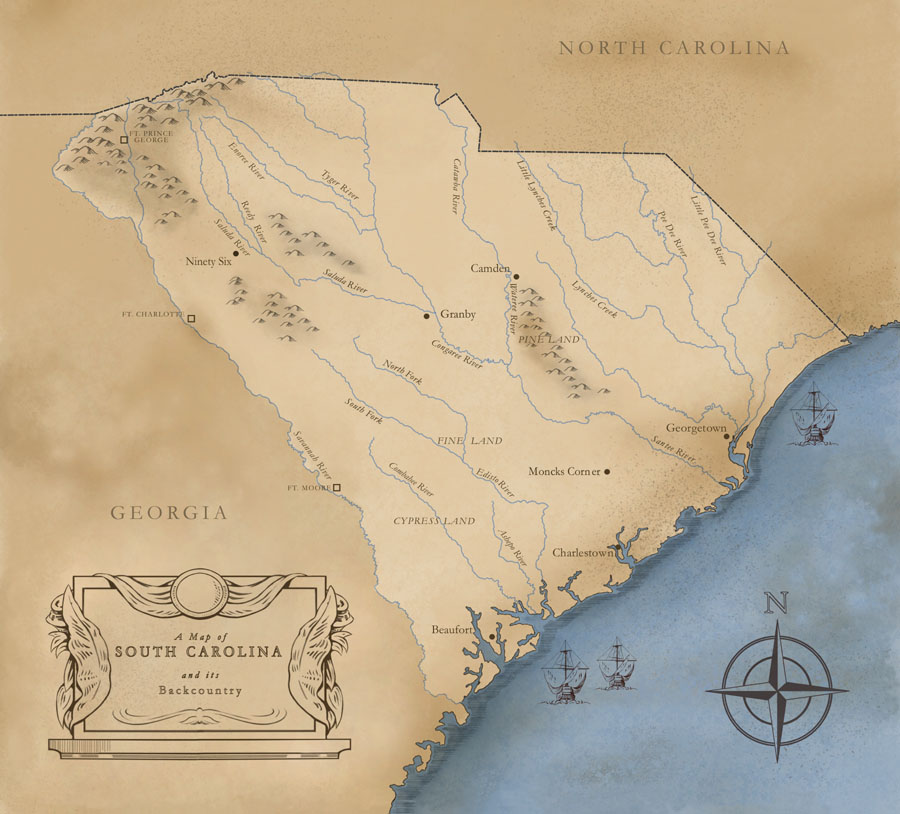 South Carolina historic map by Karen Carr