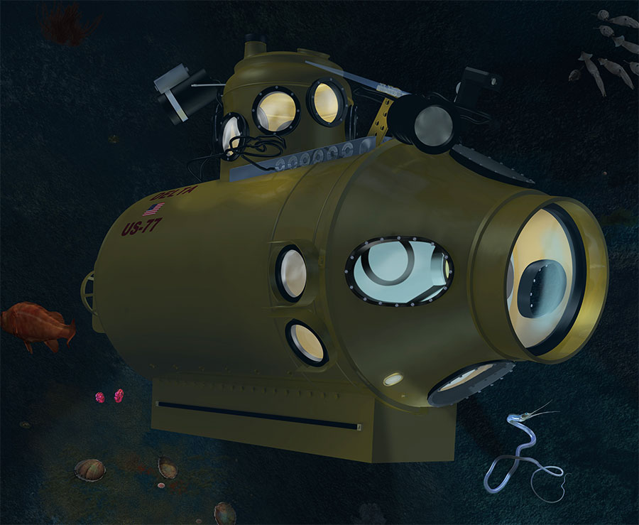 Deep-Sea Mural, submersible detail by Karen Carr